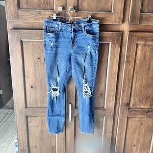 Old Navy Jeans Womens 12 Rockstar Super Skinny Blue Denim Distressed